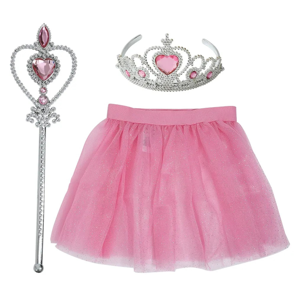 Jupe Tutu en Tulle princesse, couronne diadème et baguette magique