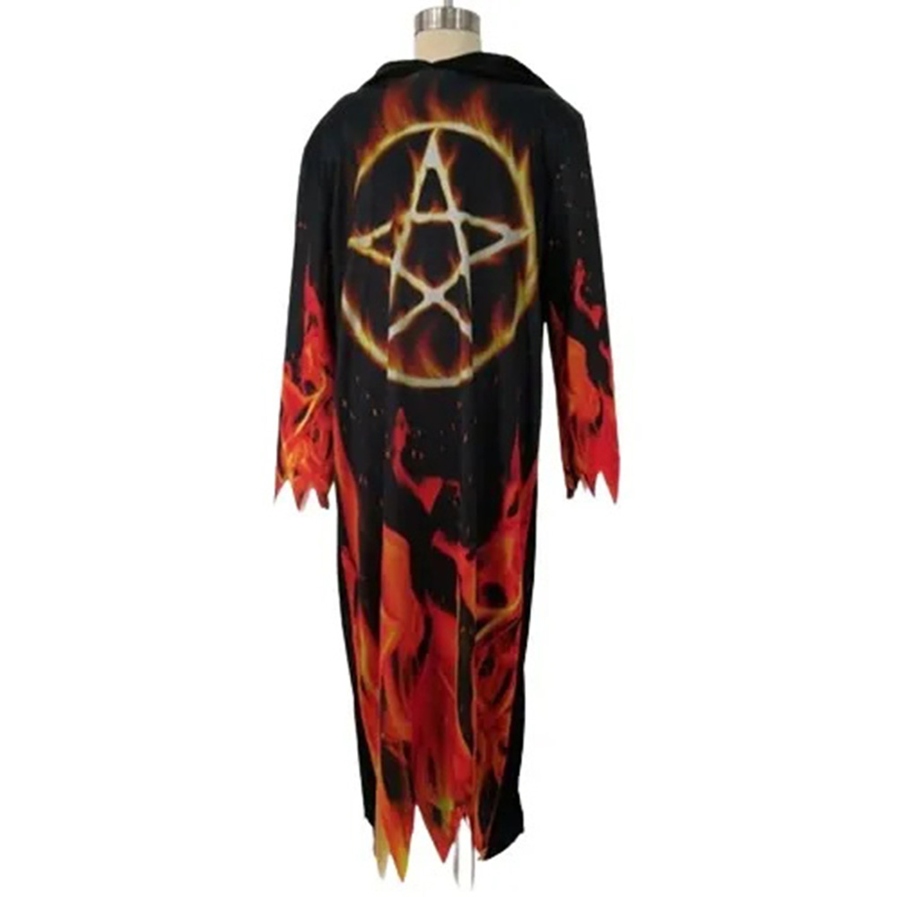 Costume d'Halloween à capuche avec imprimé Pentacle de flamme