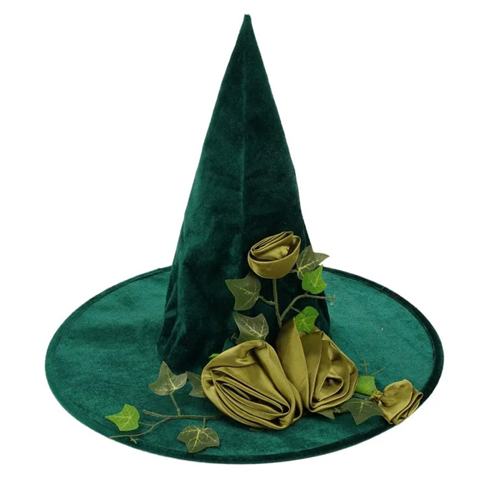 Chapeau de sorcière vert d'Halloween, casquette de magicien, Costume de Cosplay