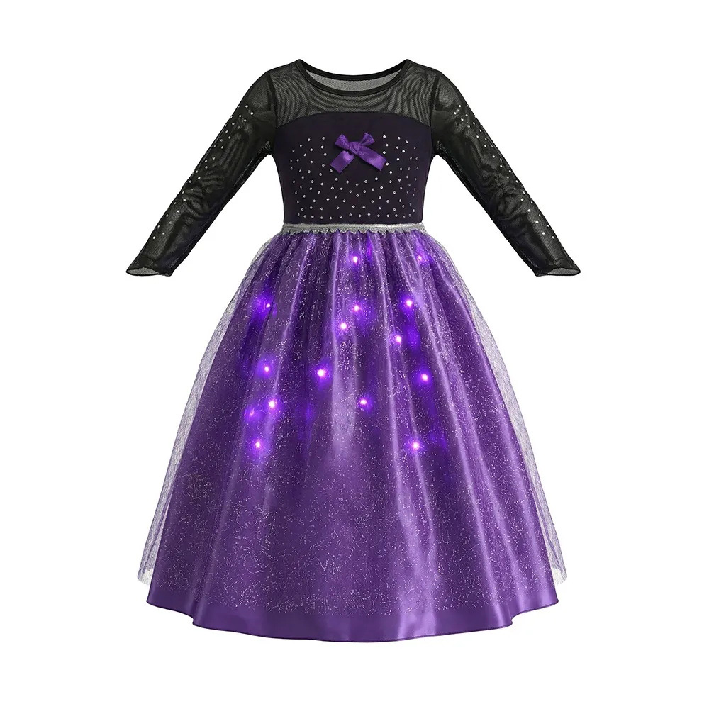 Robe de Costume de Princesse Lumineuse Violette d'Halloween pour Filles
