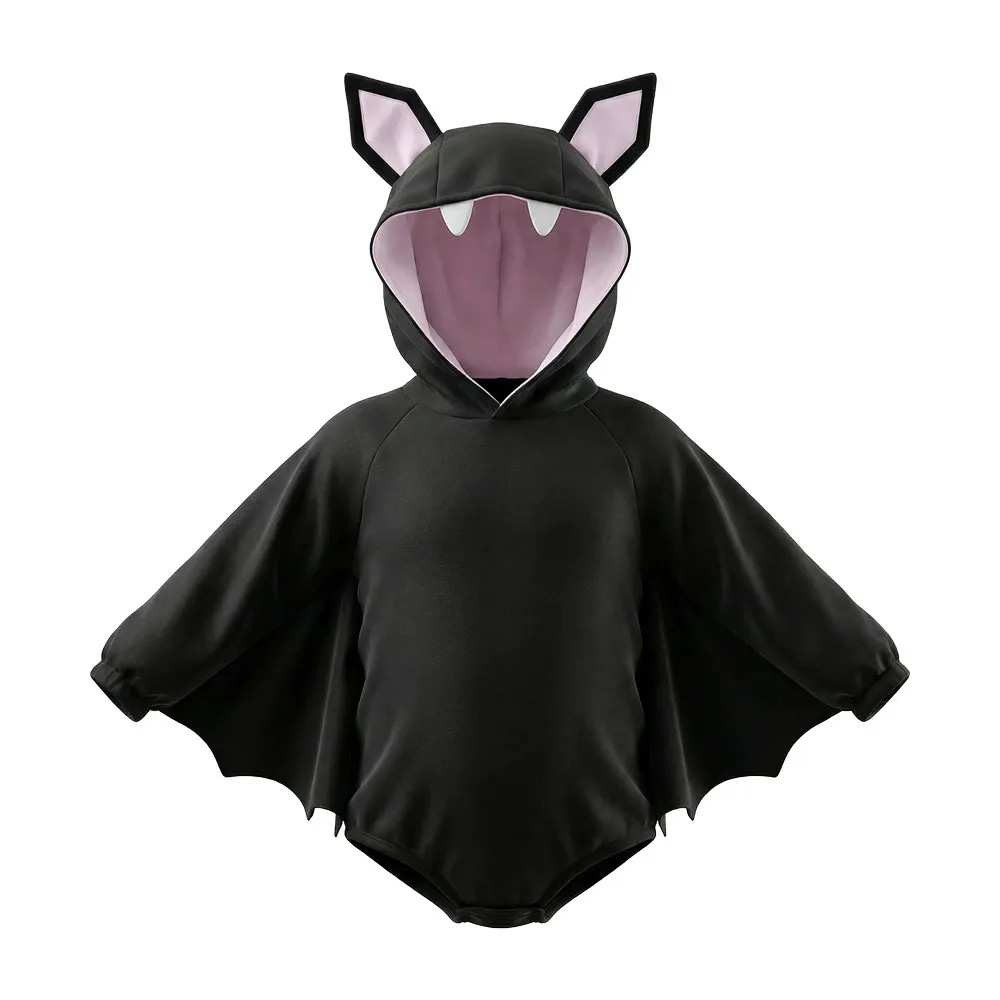 Costume de bébé barboteuse à manches longues en forme de chauve-souris avec chapeau