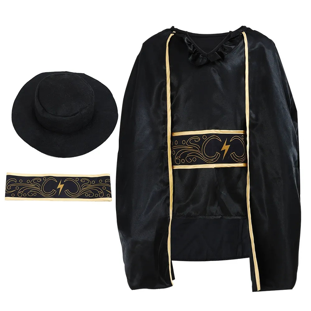 Costume de bandit masqué d'Halloween, ensemble de cape et de chapeau