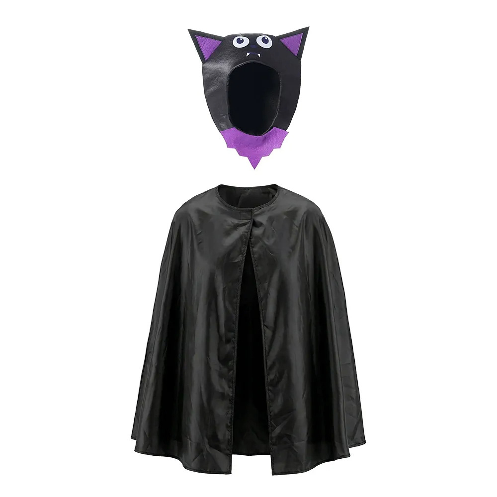 Costume de cape de chat d'Halloween unisexe pour enfants avec capuche
