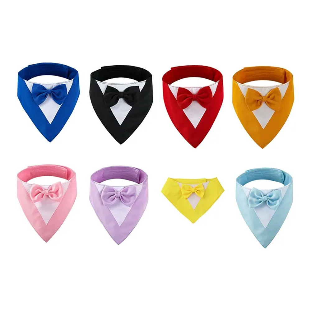 Collier bandana formel pour smoking pour animaux de compagnie avec nœud papillon
