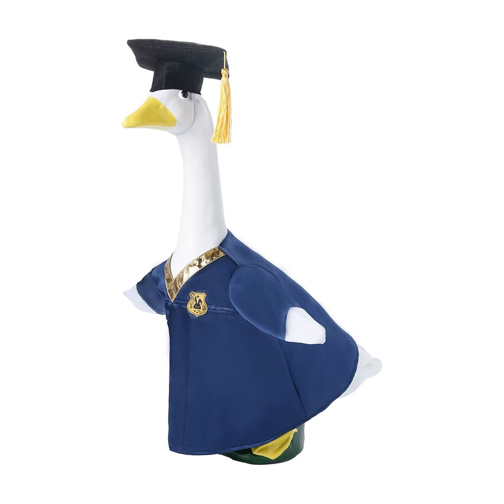 Costume drôle d'oie de remise des diplômes avec casquette et cravate