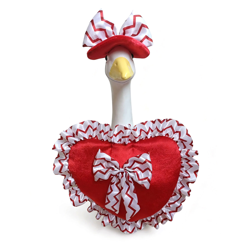 Tenues d'oie de porche en forme de coeur pour la Saint-Valentin avec des nœuds