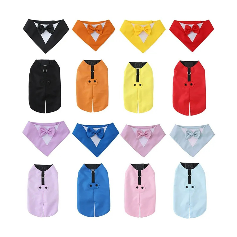 Ensemble costume de smoking et bandana pour chien 8 couleurs